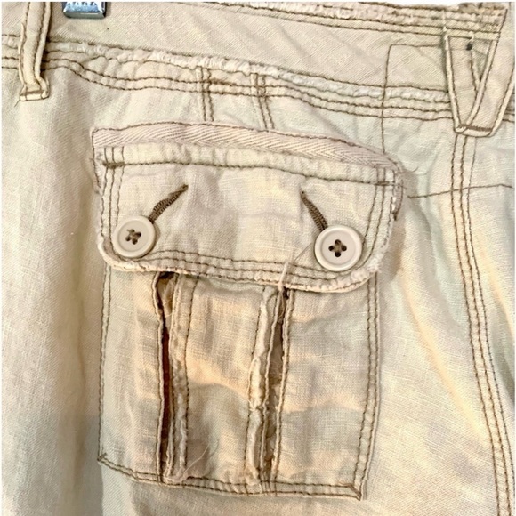 BKE for Buckle Cargo Pants 100%Linen Pockets crochet Lace Detail Y2K Khaki SZ29 - Picture 8 of 13